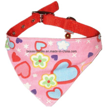 Baumwoll-Twill-Rosa-Druck mit kleiner Glocke kundenspezifischer Hunde-Katzen-Hundehalsband-Schal